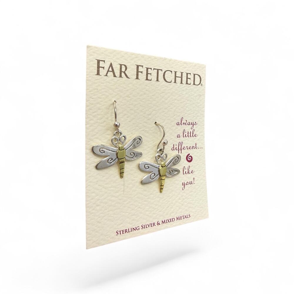 Far Fetched Dragonfly Dangle Earrings 925 Sterling Silver Artisan Handmade
